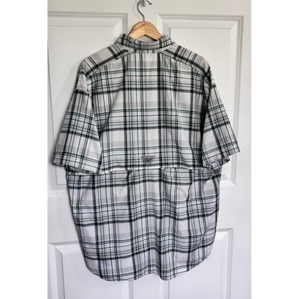 Columbia PFG Super Bahama Shirt Mens Large Green Plaid Short Sleeve Omni-Shade - Picture 5 of 10